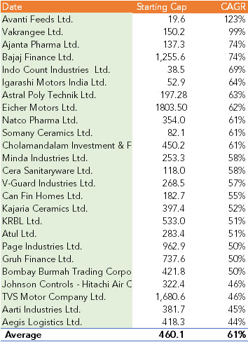 19 of 25 Top Performing Stocks Had a Starting Market Cap Under INR 460 Cr